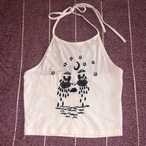 White Halter Crop Small